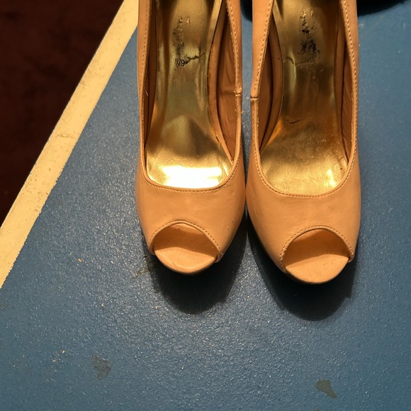 Elegant Peach High Heel Peep Toe Shoes - Picture 2 of 3